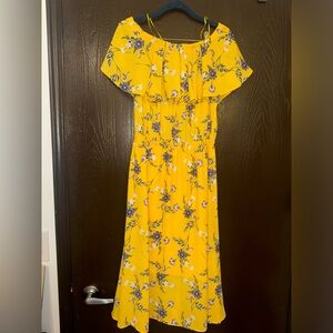 Peacock Yellow Floral Dress